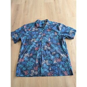 Tori Richard Shirt Mens X-Large Multicolor Palm Tree Hawaiian Camp Short Sleeve